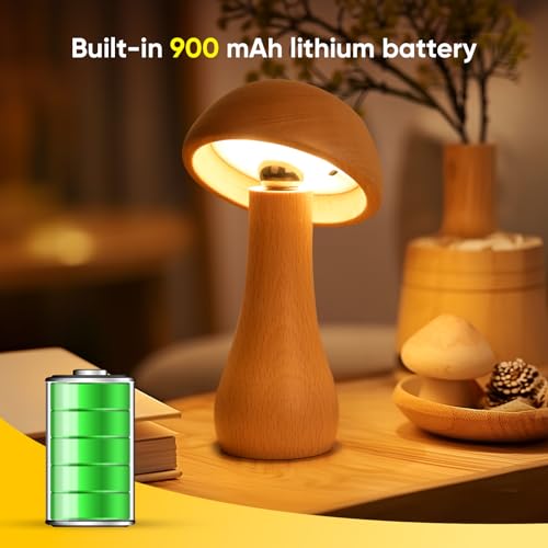 Wooden Small Mushroom Lamp