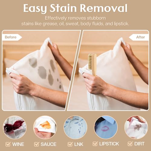 3 Pcs Wood Laundry Stain Brush Stain Remover Brushes with Boar Bristle Small Stain Brush for Clothes for Scrubbing Stains from Furniture Fabric Leather (3 Count)