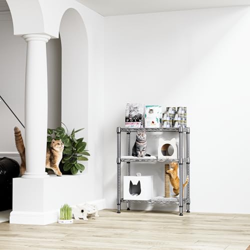 750 lbs 3 Tier Shelf Metal Storage Shelves Wire Rack Closet Organizers for Garage Kitchen Bathroom Laundry Chrome 11.8" D x 25.6" W x 31.5" H (3 Count)