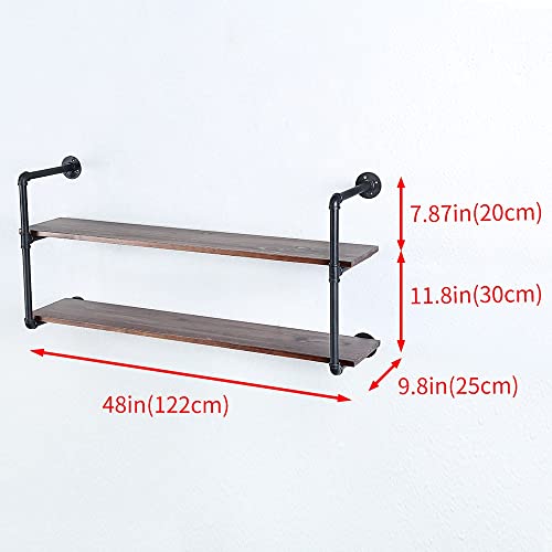 Industrial Pipe Shelves With Wood Planks