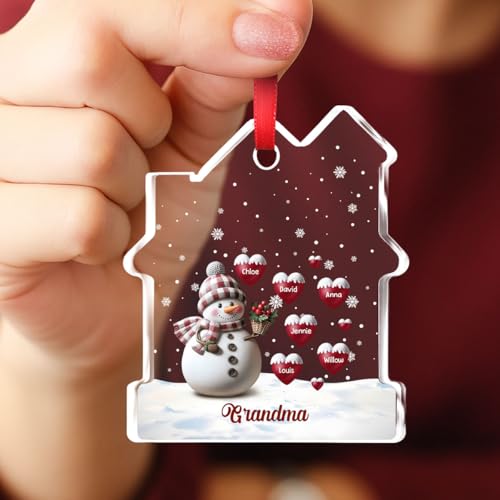 Happy Christmas Snowman Glass Ornament