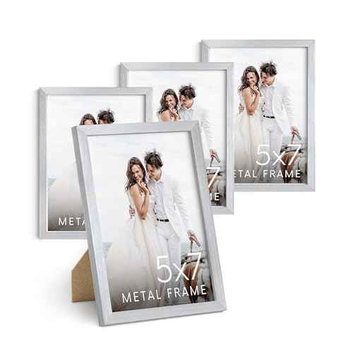 5x7 Silver Metal Picture Frames (4 Count)