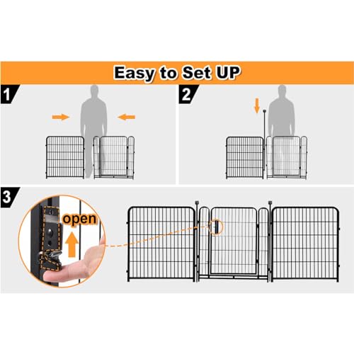 24 in(H) Decorative Garden Fences with Gate, 8 Panels Total 15.7 ft(L) Heavy Duty Iron Animal Barrier Fence for Yard,Suitable for Indoor Pet Fence Or Outdoor Dog Fencing, Garden Border Fence (32 Sq Ft)