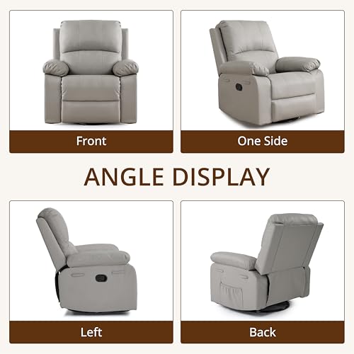 360° Swivel Rocking Leather Recliner Chair for Adults