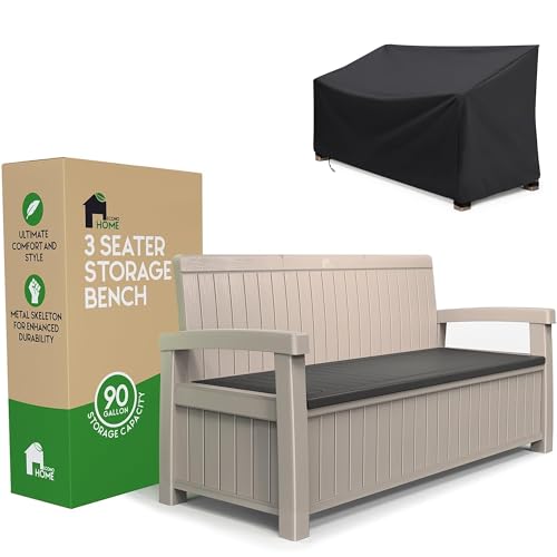 3 Seat Outdoor Storage Bench with Rain Cover
