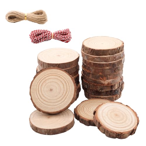 Natural Wood Slices for Wedding Decor (20 Count)