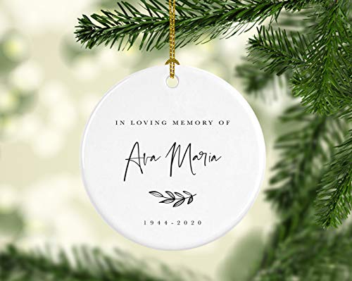 Personalized Round Ceramic Porcelain Christmas Ornament Keepsake Collectible Beareavement Memorial Gift