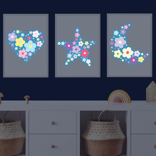 Glow in The Dark Y2k Cute Flowers Wall Decals (4 Count)