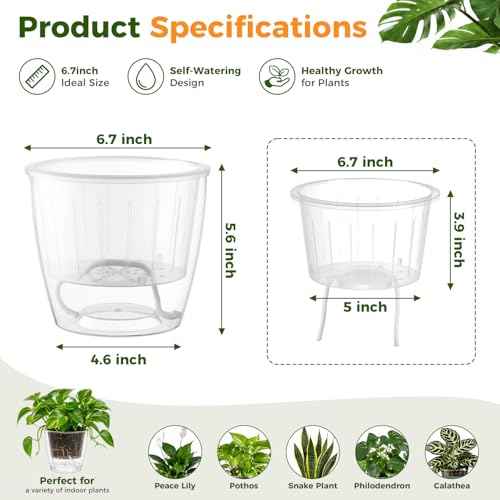 Clear Self Watering Pots for Indoor Plants (6 Count)
