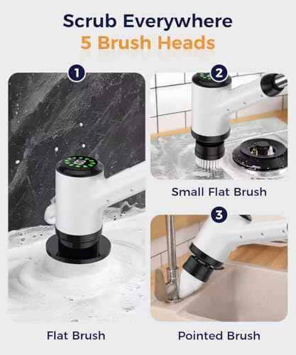 Cordless Electric Spin Scrubber with 5 Brush Heads