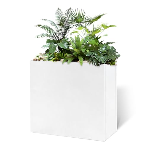 Metal Rectangular Planter Box 24" L x 10" W x 24" H White Metal Planter Box
