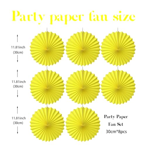 Yellow Birthday Party Decorations Sunshine Yellow Hanging Paper Fans 12inch
