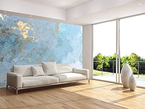 Abstract Wallpaper Blue Gold Marble Texture Wall Mural Wallpaper (94 Sq Ft)