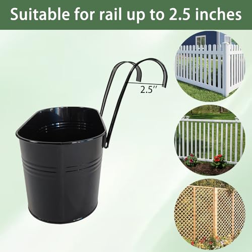 10" Metal Hanging Planter for Railing with Detachable Hooks (8 Count)