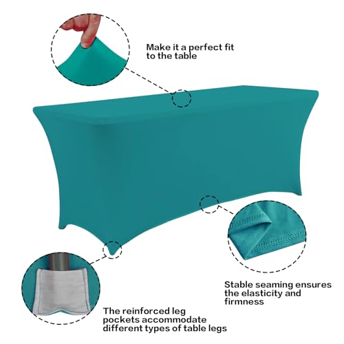 2 Pack 6FT Table Cloth for Rectangular Spandex Lake Blue Cover (2 Count)