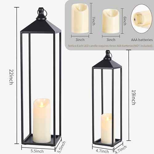 22'' 19'' Large Lanterns Decorative Outdoor Indoor (2 Count)