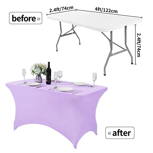 Spandex Table Cover for 4FT or 6ft or 8ft Table Universal Fitted Stretch Tablecloth for Party