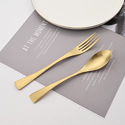 Luxury 18 10 Stainless Steel Matte Champagne gold Cutlery Flatware Set
