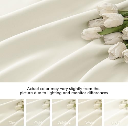 Cream Back Tab Blackout Curtains 52x63 Inches Long 2 Panels Set