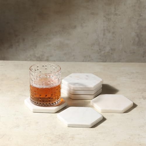Set of 6 Hexagon Marble Coasters (25 Count)