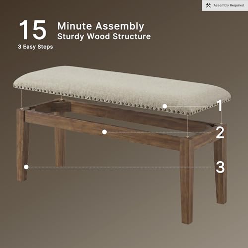Moriville Wood Upholstered Dining Bench