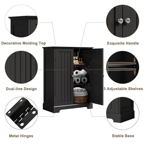 Bathroom Floor Cabinet with 2 Doors and Adjustable Shelves