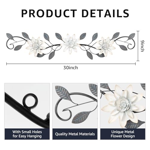 Metal Wall Art Modern Minimalist Metal Flowers Indoor Decor Horizontal Wall Art Iron Artwork