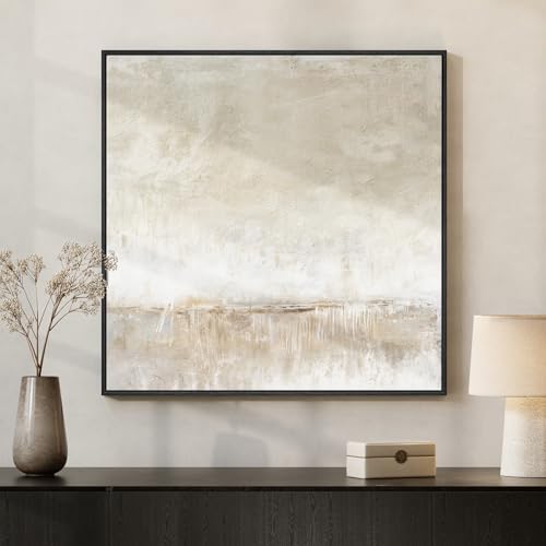 Framed Neutral Abstract Canvas Wall Art Decor for Living Room