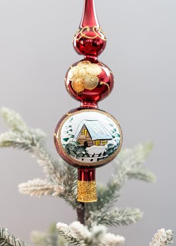 Christmas Tree Topper Mouth Blown Finial Tree Topper Midcentury Tree Topper Hand Decorated Made in Poland