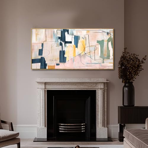Pink Abstract Canvas Wall Art 24"x48" Office Decor Framed Wall Decor