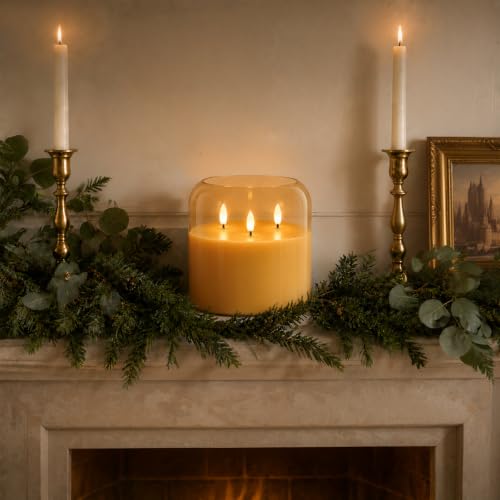 Amber Large Glass Flameless LED Candle