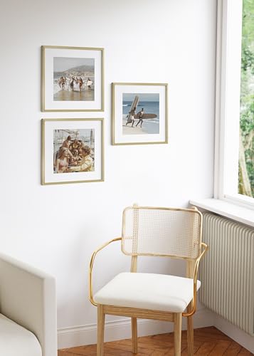 16x16 Gold Metal Picture Frames Matted to 12x12 (3 Count)