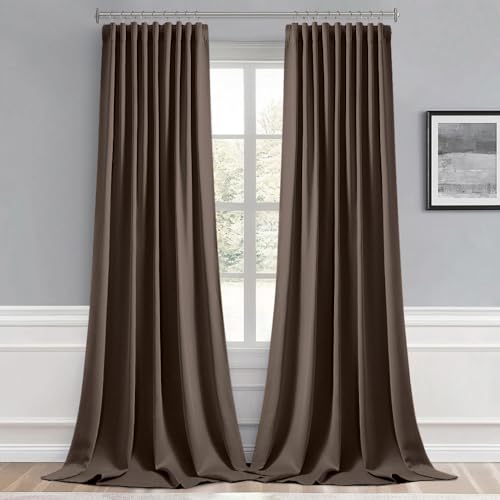 Chocolate Brown Back Tab Blackout Curtains 52x120 Inch 2 Panels Set (2 Count)