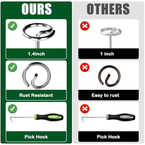Heavy Duty Landscape Fabric Pins 8 Gauge 120 Pack with Pick Hook (120 Count)