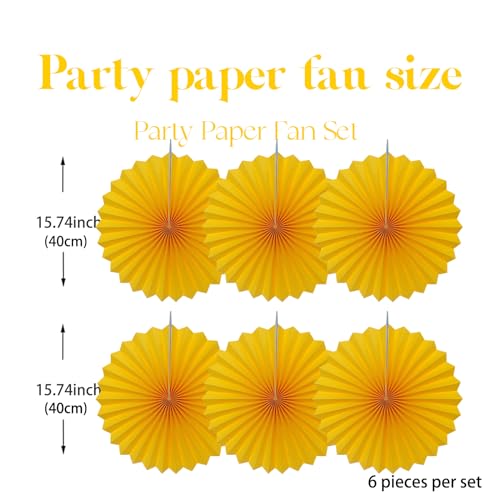 Morange Party Decorations 16in Morange Hanging Paper Fans Set 6pcs (30 Count)