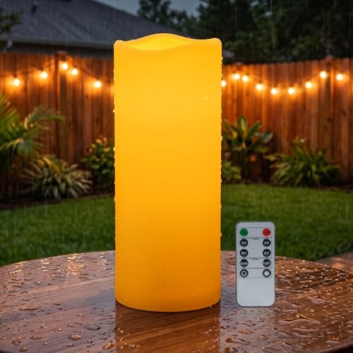 12"x5" Large Waterproof Outdoor Flameless Candles with Remote Timer