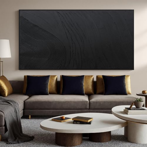 large black abstract wall art modern Hand