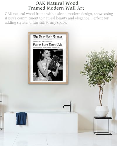 12x16in Hepburn Better Late Than Ugly Framed Bathroom Wall Art