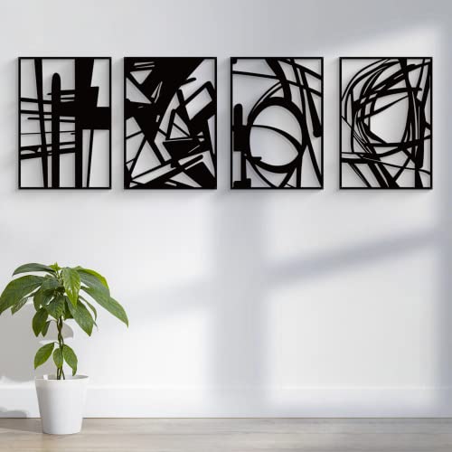 4 Pack Black Abstract Metal Wall Art (4 Count)