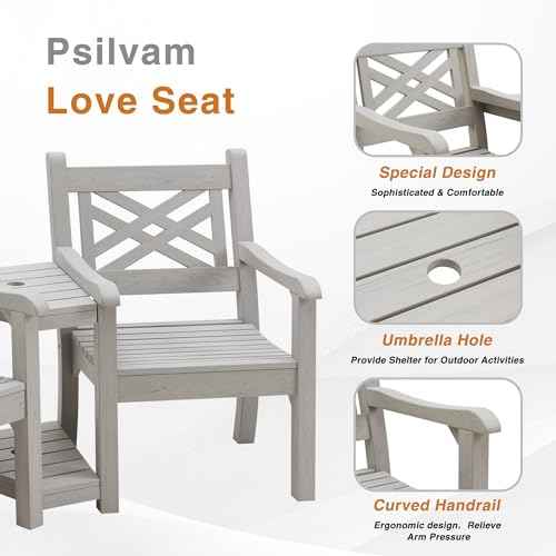 2 Person Poly Lumber Conversation Bench with Middle Side Table