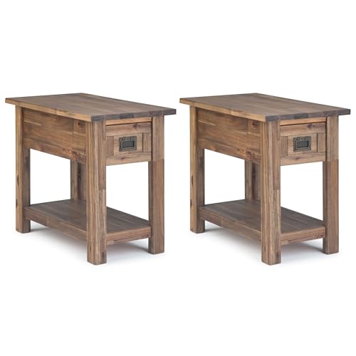 Monroe 14" Side Tables in Rustic Natural Aged Brown