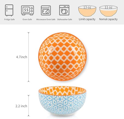Ceramic 12 OZ Dessert Bowls Set (6 Count)