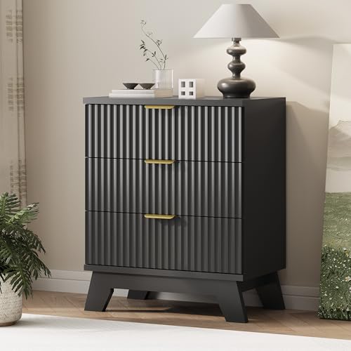 Fluted Dresser for Bedroom with 3 Drawers