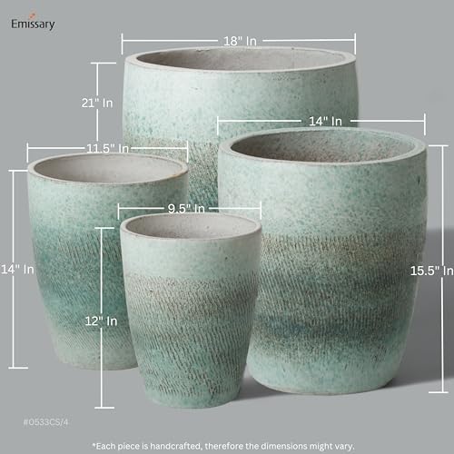 Emissary Bullet 9.5 in. Coastal Splash Ceramic Round Planter