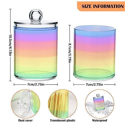 Rainbow Pastel 2PC Airtight Transparent Plastic Storage Jar Food Storage Container Plastic for Food Herbs Tea etc with Storage Lid easy to use and clean With lid Easy To Use (2 Count)