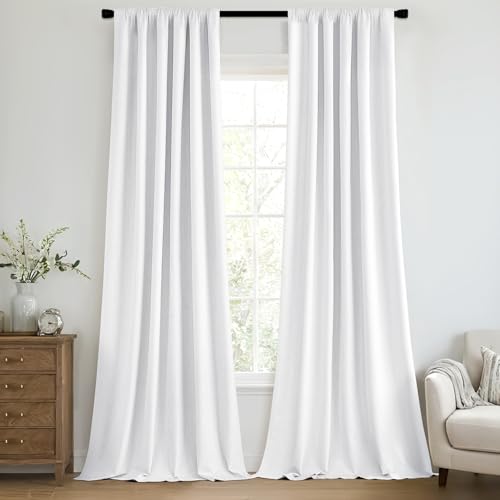 100% Blackout Back Tab Pleat Linen Curtains 50" Wx120 L (2 Count)
