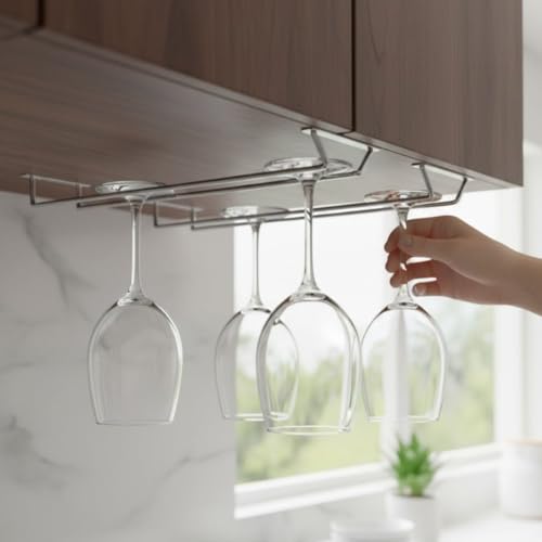 10" Glass Hanging Stemware Rack Chrome Plated Set of 2 (2 Count)