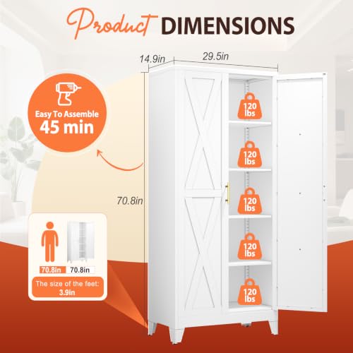 71" H Kitchen Storage Cabinet with Doors