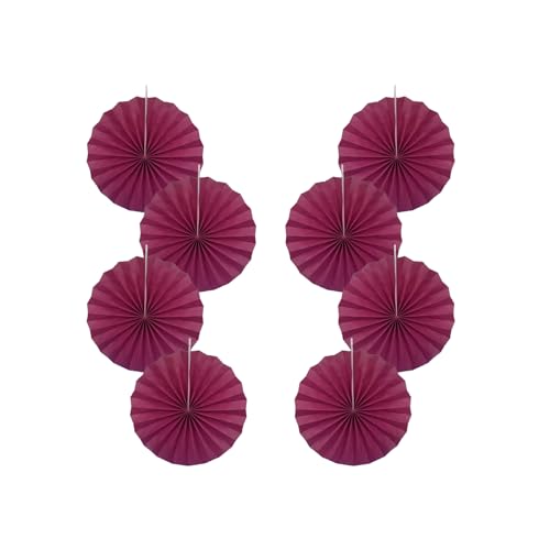 Burgundy Party Decorations Wine Red Hanging Paper Fans Bulk 12in DIY