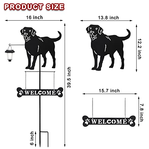 Solar Labrador Dog Breed Silhouette Welcome Sign with a Lantern